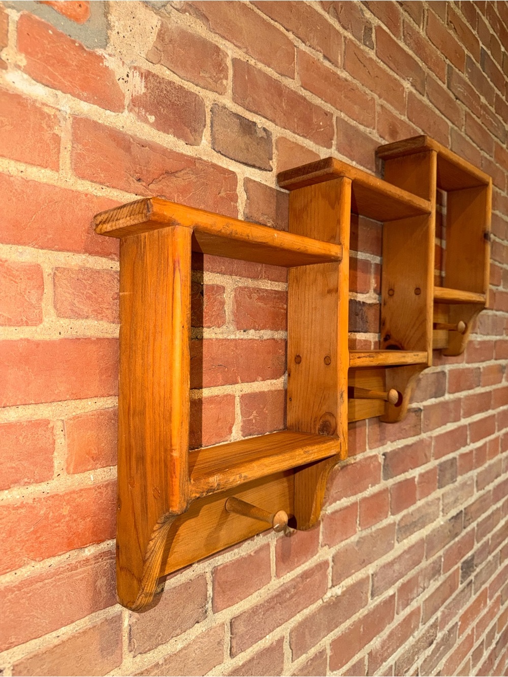 3 Tier Wood Wall Shelves Curio Shadow Box Display Hooks Trinket Knick Knacks - Picture 10 of 13
